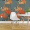 Pre-Pasted Wallpaper 2FT Wide Art Deco Cranes Cocktail Blue Orange Birds Modern Coral Custom Pre-pasted Wallpaper by Spoonflower